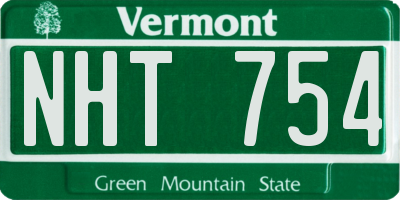 VT license plate NHT754