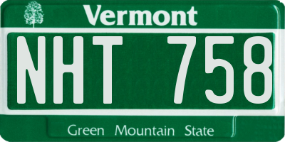 VT license plate NHT758