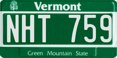 VT license plate NHT759