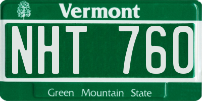 VT license plate NHT760