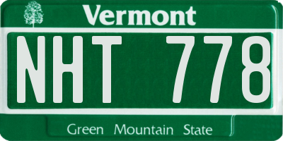 VT license plate NHT778