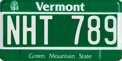 VT license plate NHT789