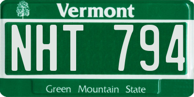VT license plate NHT794