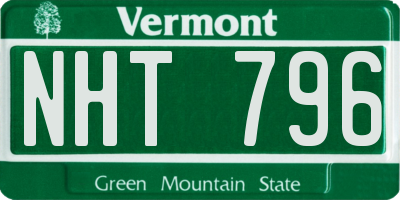 VT license plate NHT796