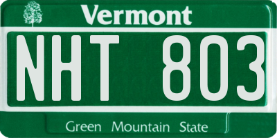 VT license plate NHT803