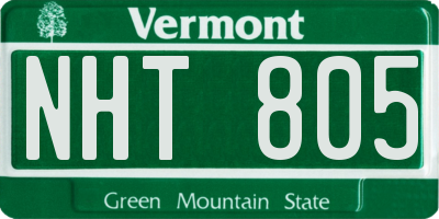 VT license plate NHT805