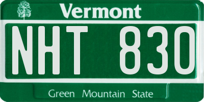 VT license plate NHT830