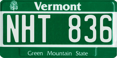 VT license plate NHT836