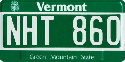 VT license plate NHT860