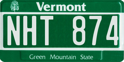 VT license plate NHT874