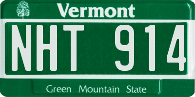 VT license plate NHT914