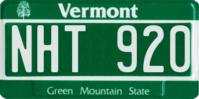 VT license plate NHT920