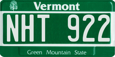 VT license plate NHT922
