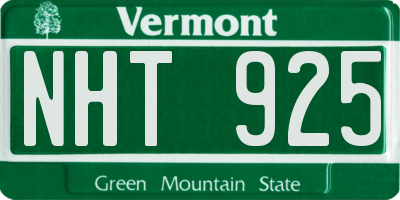 VT license plate NHT925
