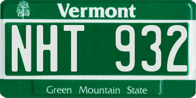 VT license plate NHT932