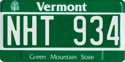 VT license plate NHT934