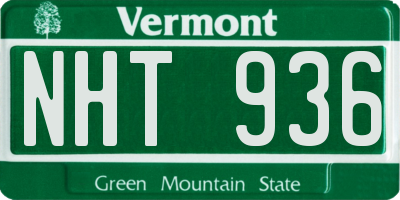 VT license plate NHT936