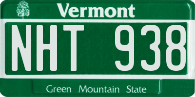 VT license plate NHT938