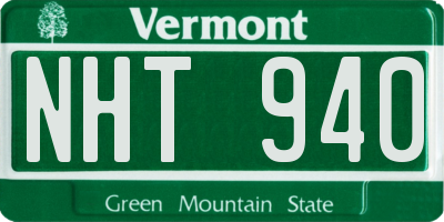 VT license plate NHT940