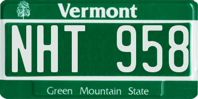 VT license plate NHT958