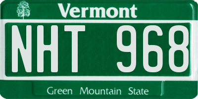VT license plate NHT968