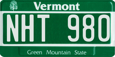 VT license plate NHT980