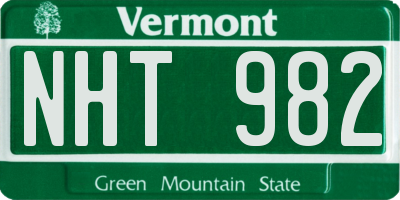 VT license plate NHT982