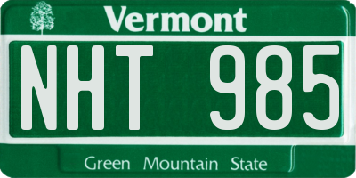 VT license plate NHT985