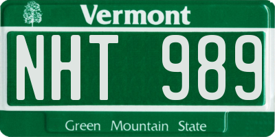 VT license plate NHT989