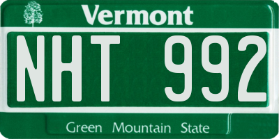 VT license plate NHT992