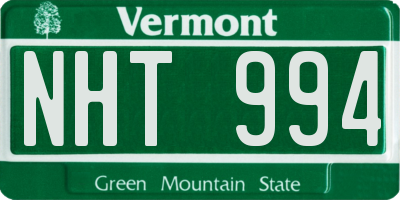 VT license plate NHT994