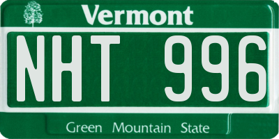 VT license plate NHT996