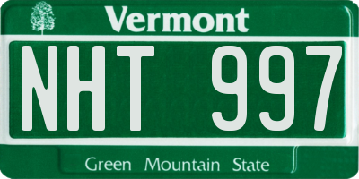VT license plate NHT997