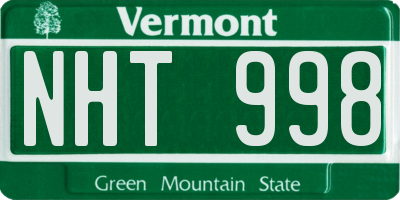 VT license plate NHT998