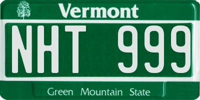 VT license plate NHT999