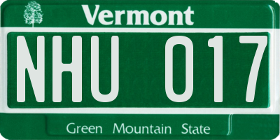 VT license plate NHU017