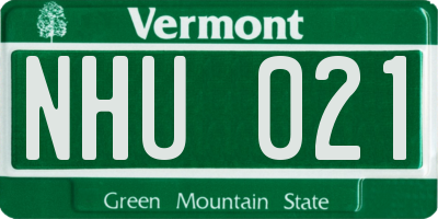 VT license plate NHU021