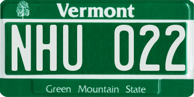 VT license plate NHU022