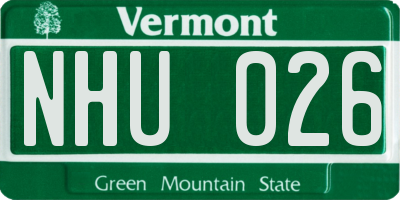 VT license plate NHU026
