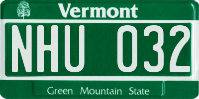 VT license plate NHU032