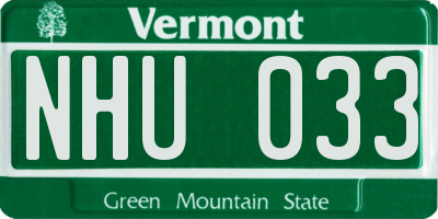 VT license plate NHU033