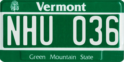 VT license plate NHU036