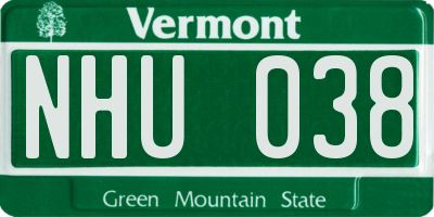 VT license plate NHU038