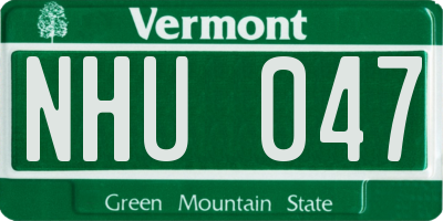 VT license plate NHU047