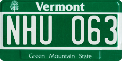 VT license plate NHU063