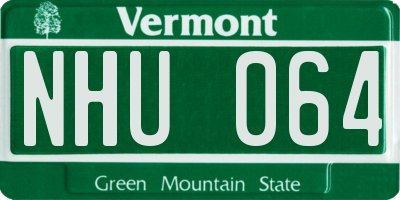 VT license plate NHU064