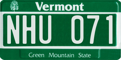 VT license plate NHU071