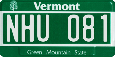 VT license plate NHU081