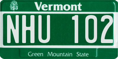 VT license plate NHU102