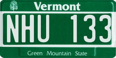 VT license plate NHU133